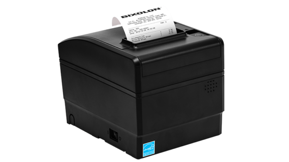 Bixolon SRP-S300 3” direct thermal liner-free label and receipt printer facing right
